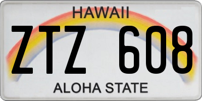 HI license plate ZTZ608