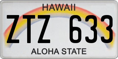 HI license plate ZTZ633