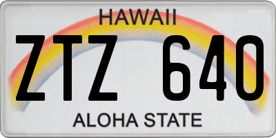 HI license plate ZTZ640
