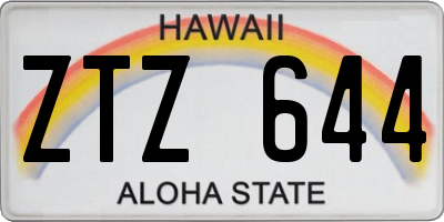HI license plate ZTZ644