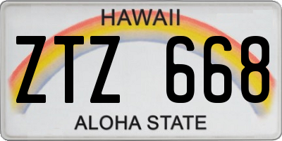 HI license plate ZTZ668