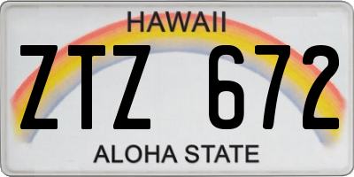 HI license plate ZTZ672