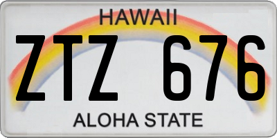 HI license plate ZTZ676