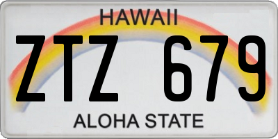 HI license plate ZTZ679