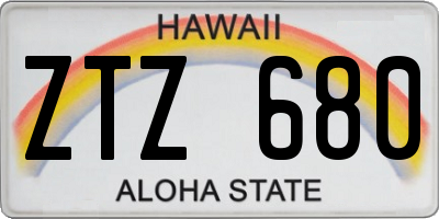 HI license plate ZTZ680