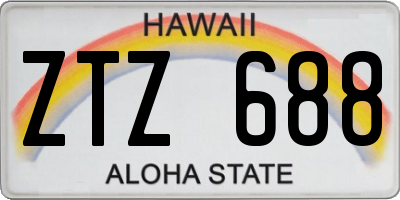 HI license plate ZTZ688