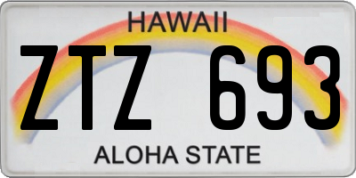 HI license plate ZTZ693