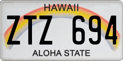 HI license plate ZTZ694