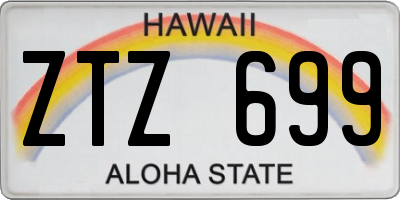 HI license plate ZTZ699