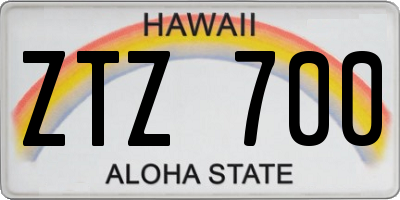 HI license plate ZTZ700