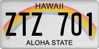 HI license plate ZTZ701