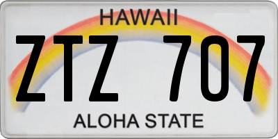 HI license plate ZTZ707