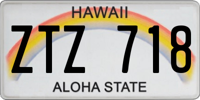 HI license plate ZTZ718