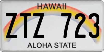 HI license plate ZTZ723