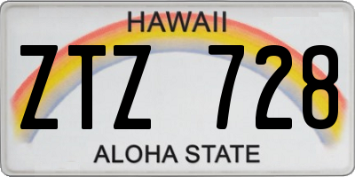 HI license plate ZTZ728