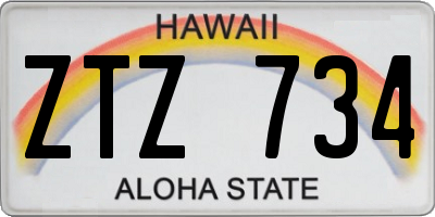 HI license plate ZTZ734
