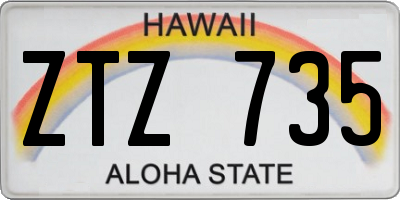 HI license plate ZTZ735