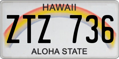 HI license plate ZTZ736