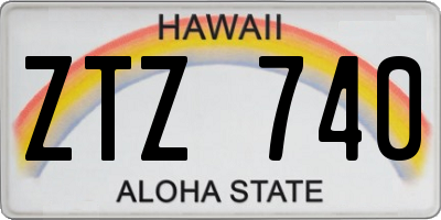 HI license plate ZTZ740