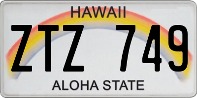 HI license plate ZTZ749