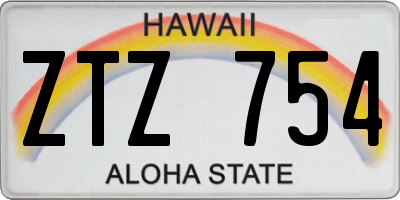 HI license plate ZTZ754