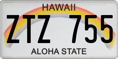 HI license plate ZTZ755