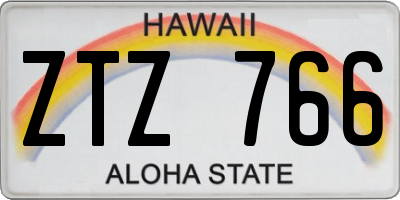 HI license plate ZTZ766