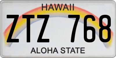 HI license plate ZTZ768