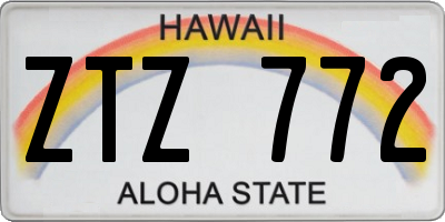 HI license plate ZTZ772