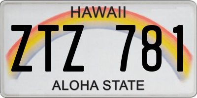 HI license plate ZTZ781