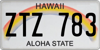 HI license plate ZTZ783