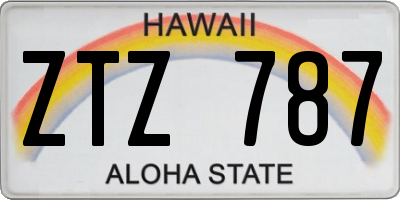 HI license plate ZTZ787