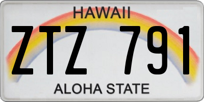 HI license plate ZTZ791