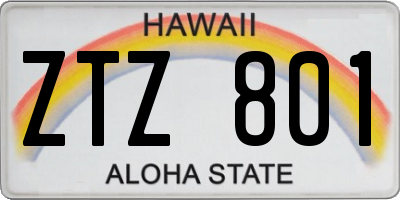 HI license plate ZTZ801