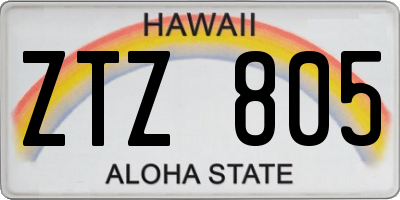 HI license plate ZTZ805