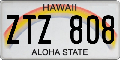 HI license plate ZTZ808