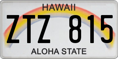 HI license plate ZTZ815