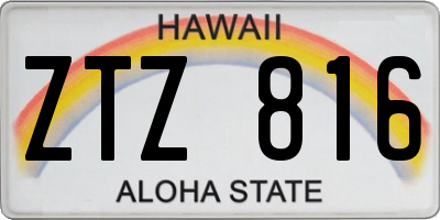 HI license plate ZTZ816