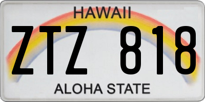 HI license plate ZTZ818
