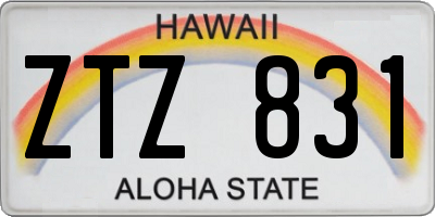 HI license plate ZTZ831