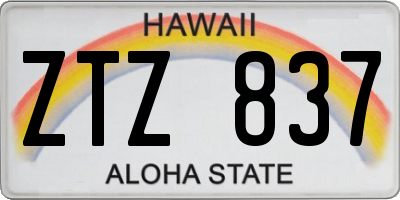 HI license plate ZTZ837