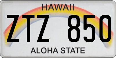 HI license plate ZTZ850
