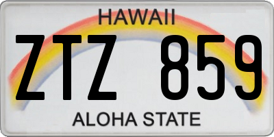 HI license plate ZTZ859