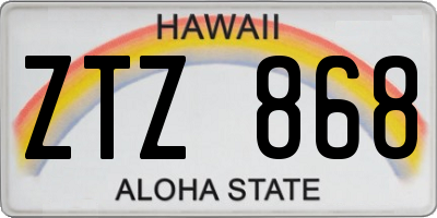 HI license plate ZTZ868