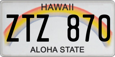 HI license plate ZTZ870