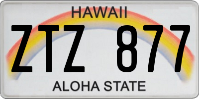 HI license plate ZTZ877