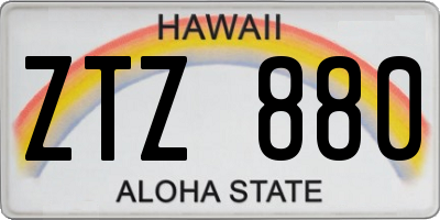 HI license plate ZTZ880