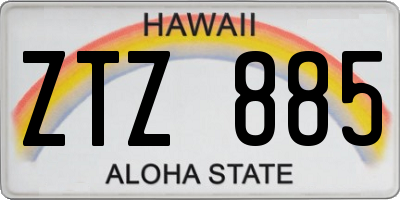 HI license plate ZTZ885