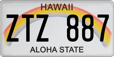 HI license plate ZTZ887
