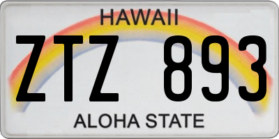 HI license plate ZTZ893